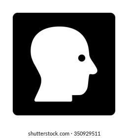 Silent Head vector icon. Style is flat rounded square button, white and black colors, white background.