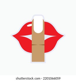 Silent. Icon Asking for Silence. Be quiet!, Finger and Lips Symbol - Vector.