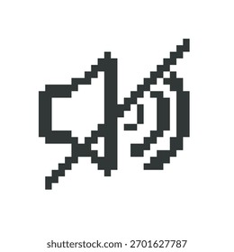 Silent Icon Pixel Art, Ilustración vectorial sobre fondo aislado.
