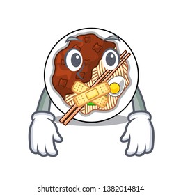 Silent jajangmyeon on a character wooden table