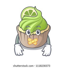 Silent lemon cupcake mascot cartoon