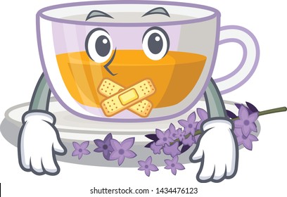Silent levender tea is poured cartoon bottle