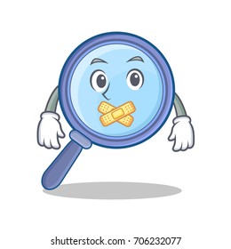 Silent magnifying glass character cartoon