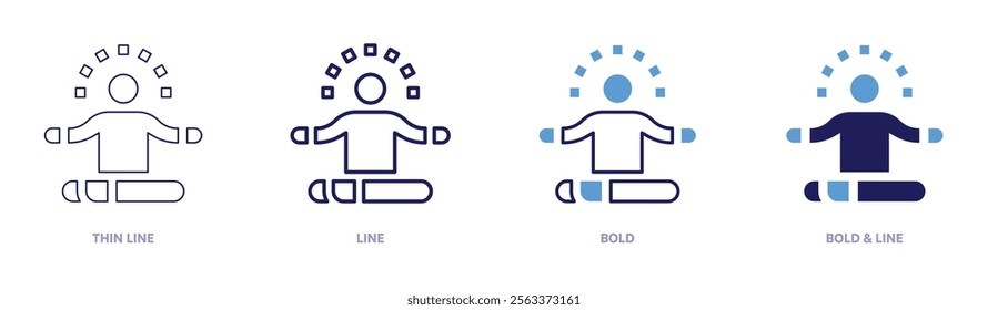 Silent meditation icon in 4 different styles. Thin Line, Line, Bold, and Bold Line. Duotone style. Editable stroke.