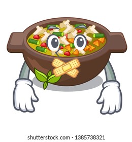 Silent minestrone plate above the mascot table