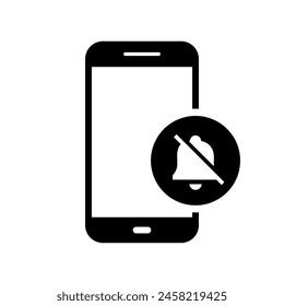 Icono de teléfono móvil silencioso. Notificación de concepto de teléfono móvil
