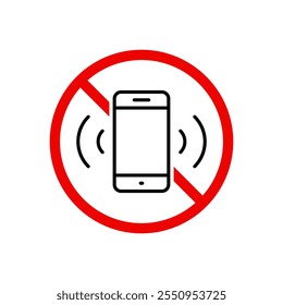 Silent mobile phone icon in generic design. Cellphone with prohibition sign symbol