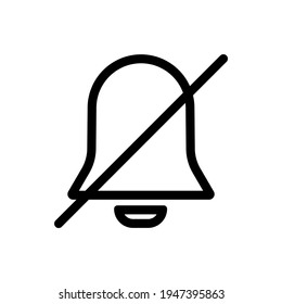 Silent mode or notification bell thin line icon in black. Trendy flat style isolated symbol, can be used for: illustration, minimal, logo, mobile, app, emblem, design, web, site, ui, ux. Vector EPS 10