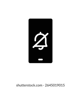 Silent Mode Notification Off Icon Glyph Style Smartphone Mute Alert Symbol Solid Black Silhouette for User Interface UI Design Vetor Illustration