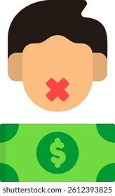 Silent Money Icon Flat Vector Illustration