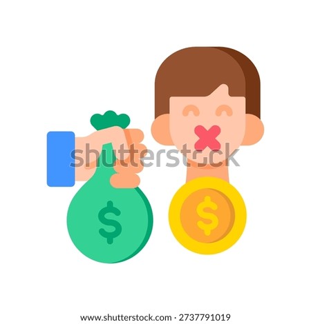 Silent Money Icon Flat Vector Illustration