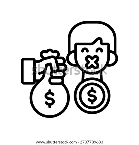 Silent Money Icon Line Vector Illustration