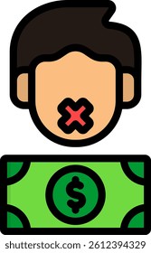 Silent Money Icon Lineal Color Vector Illustration
