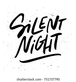 Silent Night - handwritten modern lettering. Christmas and New Year collection.