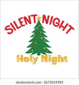 Silent night Holi night typography 