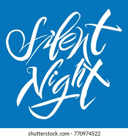 Silent night. Holiday Vector Illustration With Lettering 