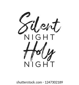 Silent Night Holy Night Christmas Holiday Handwritten, Christmas Carol, Christmas Text, Vector Text Illustration Background