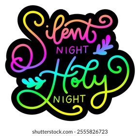 silent night holy night merry christmas colorful bright rainbow graphic design