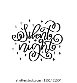 Silent night vector lettering quot. Christmas calligraphy phrase. Vector script logo, emblem, text design. Usable for banners, greeting cards, gifts.