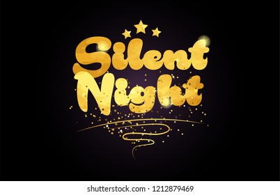 silent night word with star and golden color suitable for card icon or typography logo design