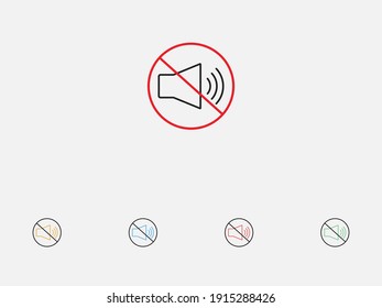 Silencio sin icono vectorial de volumen, Sonido desactivado Icono Diseño Símbolo de estilo plano, Altavoz de botón Silenciar. 