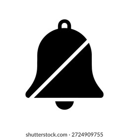 Icono de campana de notificación silenciosa. Sonido de signo y símbolo. Silenciar la interfaz de alerta de alarma. Ilustración vectorial aislada sobre fondo blanco.