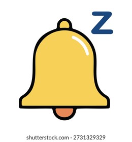 Silent Notification Bell Sleep Mode Icon Ilustração vetorial plana