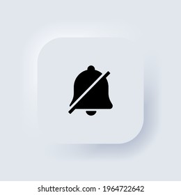 Silent notification icon. Alarm off icon. No notification symbol. Neumorphic UI UX white user interface web button. Neumorphism. Vector EPS 10.