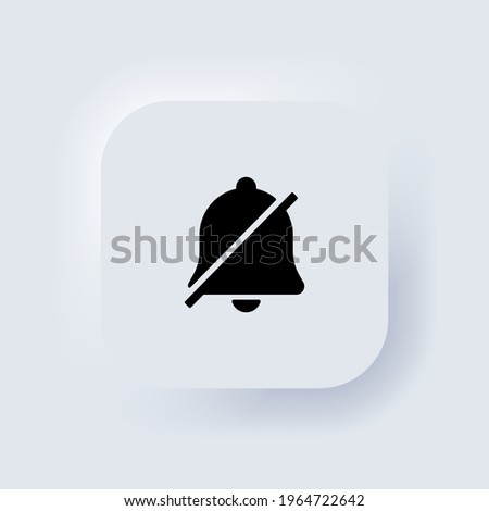 Silent notification icon. Alarm off icon. No notification symbol. Neumorphic UI UX white user interface web button. Neumorphism. Vector EPS 10.
