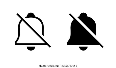 Silent notification icon vector. Crossed out bell sign symbol. No notifications concept