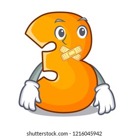 Silent number three isolated on the mascot