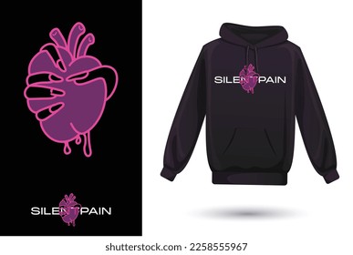 Silent pain logo design, t-shirt design vector art