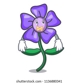 Silent periwinkle flower mascot cartoon