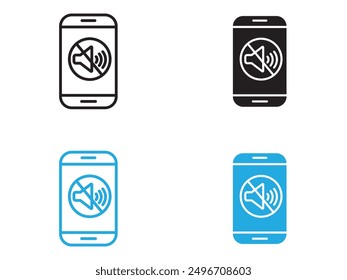 silent phone icon black and white vector outline sign