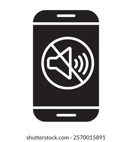 silent phone icon black and white vector outline sign