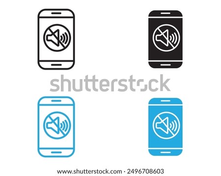 silent phone icon black and white vector outline sign