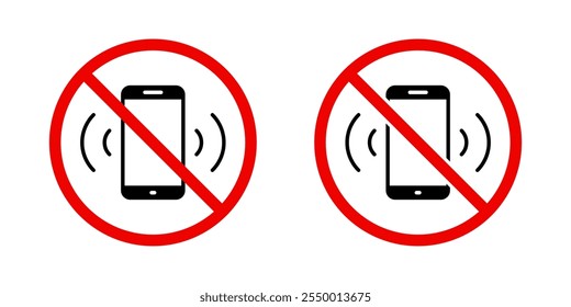 Silent phone icon in generic style. Cellphone prohibition sign symbol