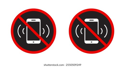 Silent phone icon in generic style. Cellphone prohibition sign symbol