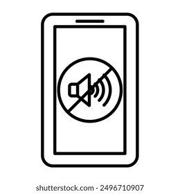 Silent Phone Icon lineares Logo-Zeichen in schwarz-weiß