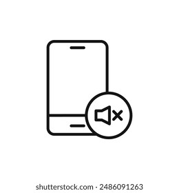 silent phone icon logo sign vector outline