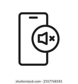 silent phone icon Outline vector for web ui