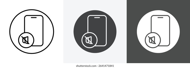 silent phone icon set vector art