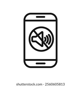 silent phone icon vector line logo art