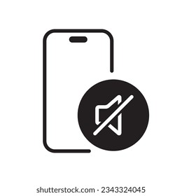 Silent phone mode icon vector. Smartphone mute speaker symbol in flat style