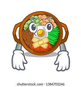 Silent plate containing bibimbap cartoon on table