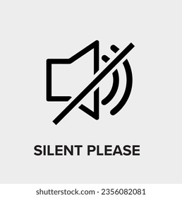 SILENT PLEASE BLACK AND GREY VECTOR. ICON. SYMBOL.