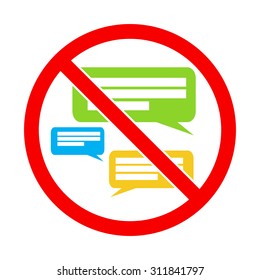 Silent please. No Speaking. Keep quiet. Sign vector 