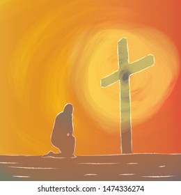 A silent prayer in front of the cross