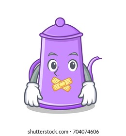 Silent purple teapot character cartoon