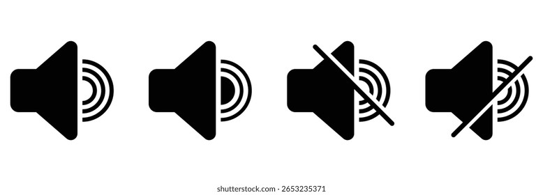 Silent and ring speaker icon set vector illustration. Speaker icon set. Volume icon vector. loudspeaker icon vector. Mute and unmute volume sound. Vector illustration. EPS 10